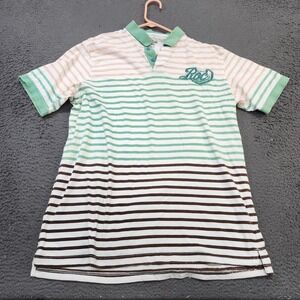 Rocawear Polo Shirt Mens 2XL Multicolor Stripe Roc Logo Short Sleeve Casual